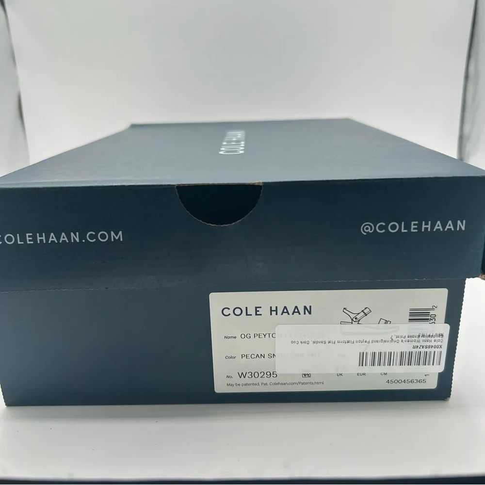 New Cole Haan OG Peyton Flatform Pecan Leather Sandal Snake Print (Size 10B)